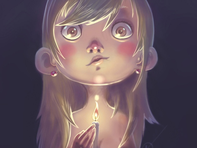 Обои Girl With Candle 640x480