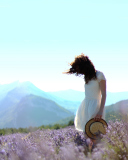 Girl In Lavender Field wallpaper 128x160