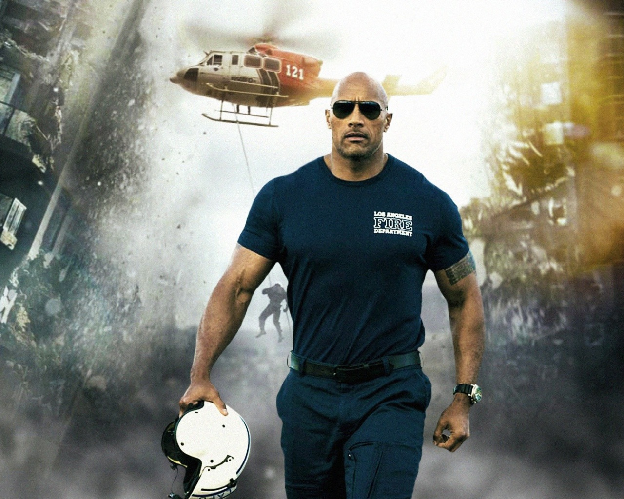 Обои Dwayne Johnson Policeman 1280x1024