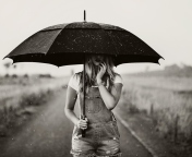 Sfondi Girl Under Black Umbrella 176x144