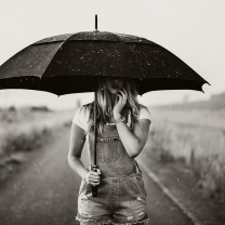 Girl Under Black Umbrella wallpaper 208x208