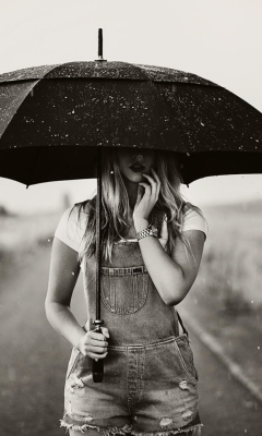 Girl Under Black Umbrella wallpaper 240x400