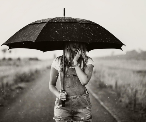 Fondo de pantalla Girl Under Black Umbrella 480x400