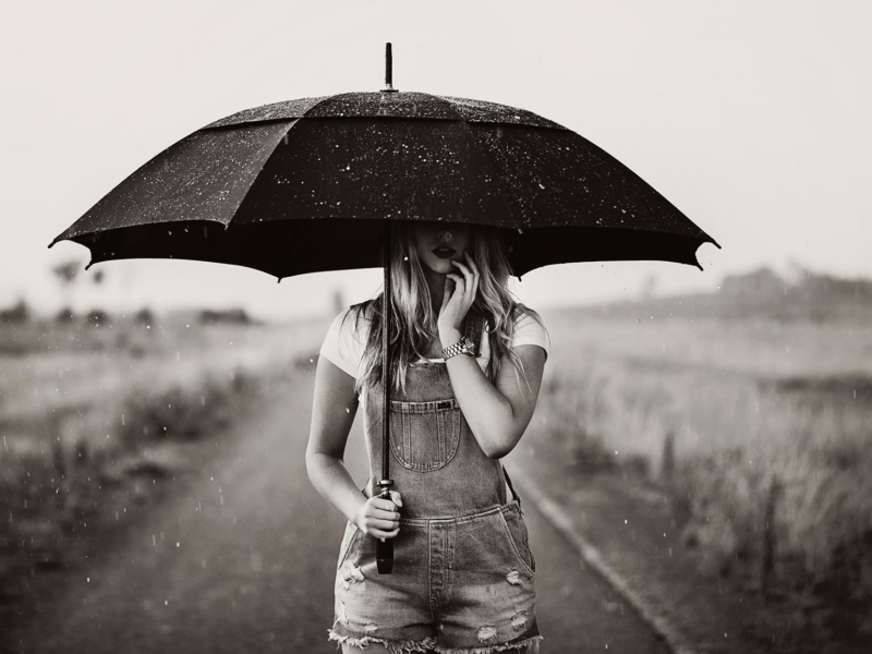 Sfondi Girl Under Black Umbrella 800x600
