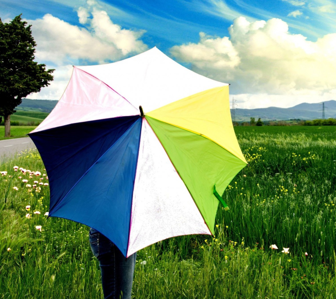 Das Colorful Umbrella Wallpaper 1080x960