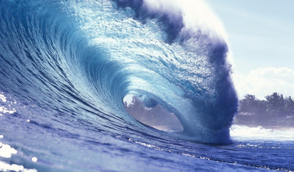 Das Blue Ocean Wave Wallpaper 1024x600