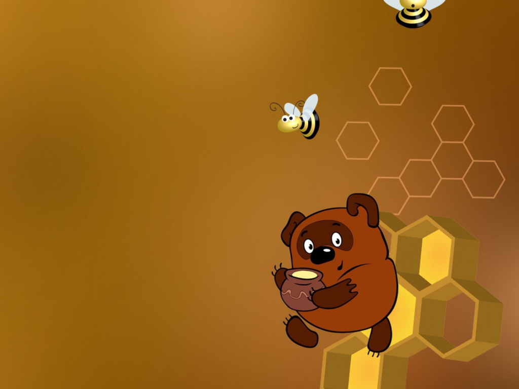 Обои Winnie The Pooh With Honey 1024x768