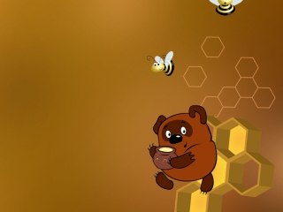 Обои Winnie The Pooh With Honey 320x240