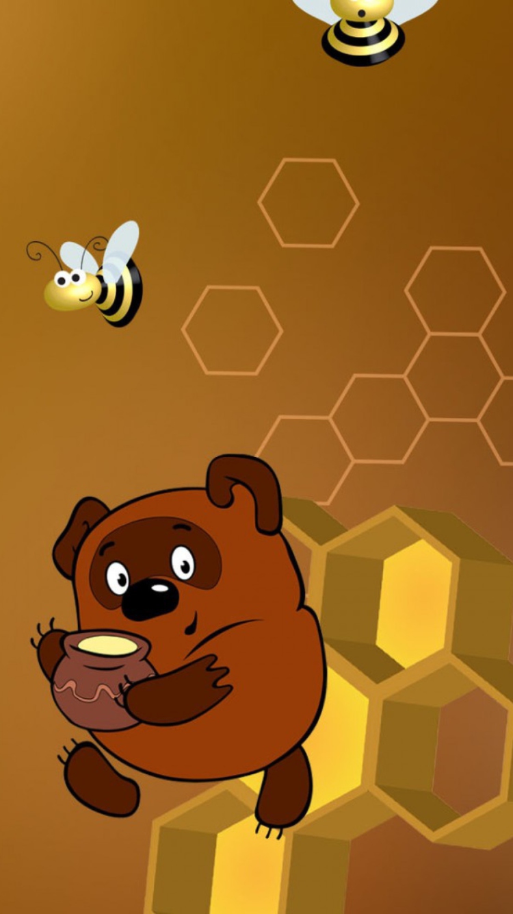 Winnie The Pooh With Honey wallpaper 750x1334