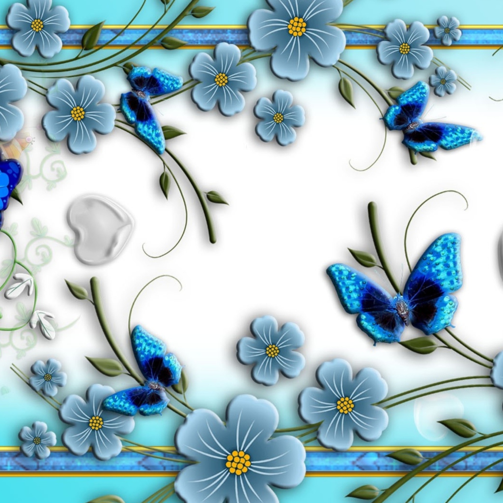 Screenshot №1 pro téma Blue Butterflies 1024x1024
