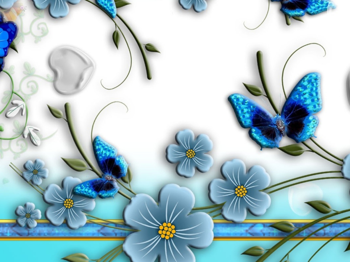 Das Blue Butterflies Wallpaper 1152x864