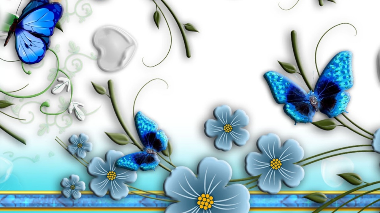 Das Blue Butterflies Wallpaper 1280x720