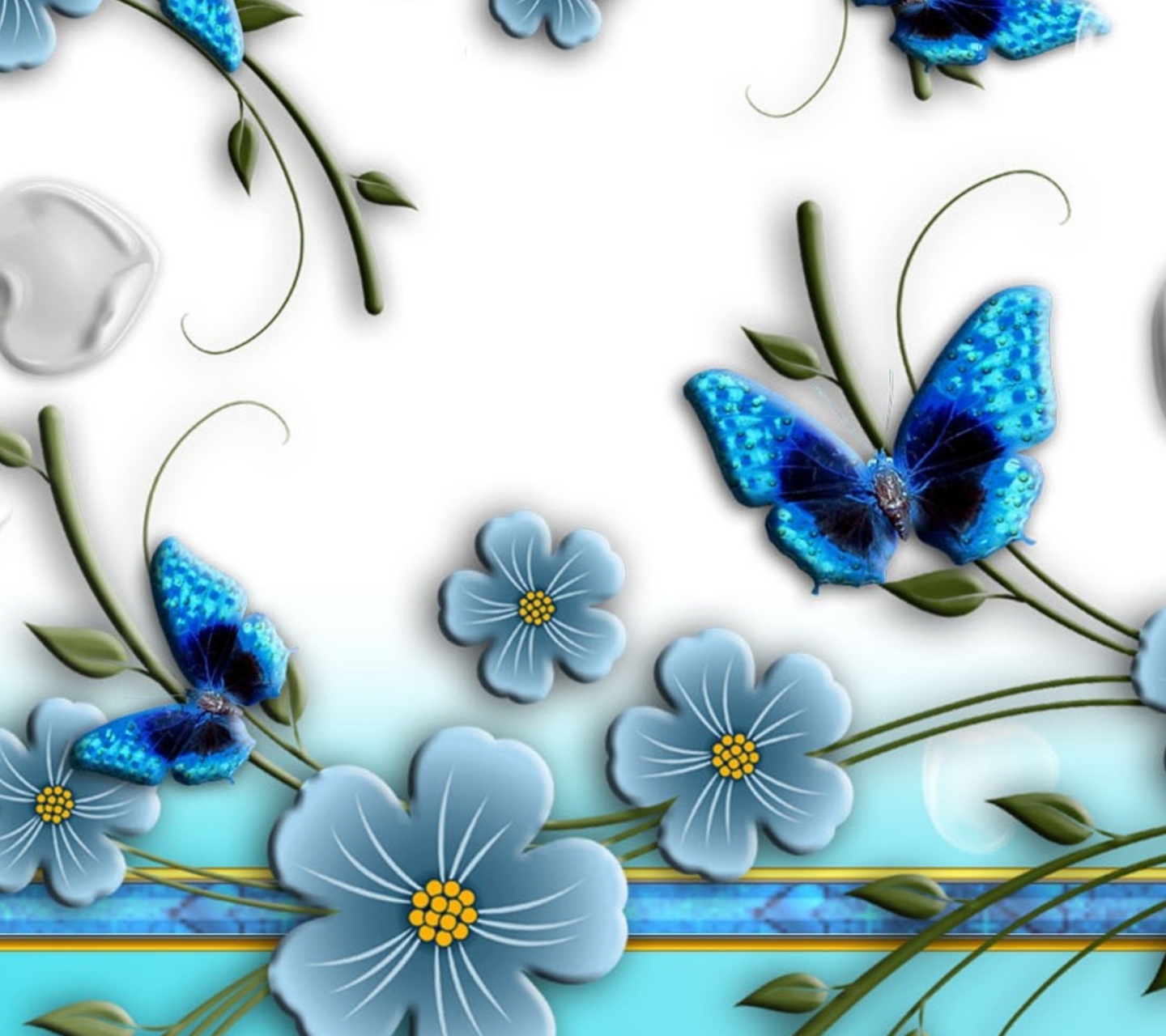 Обои Blue Butterflies 1440x1280