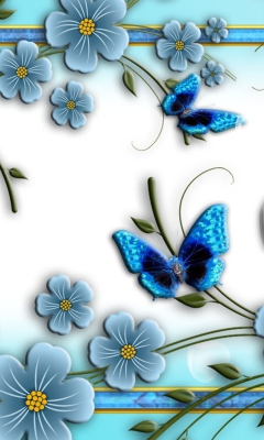 Das Blue Butterflies Wallpaper 240x400