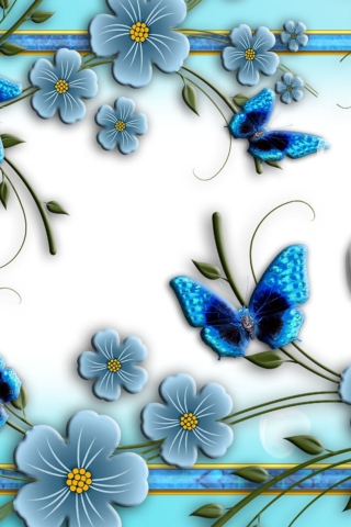 Screenshot №1 pro téma Blue Butterflies 320x480