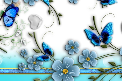 Das Blue Butterflies Wallpaper 480x320