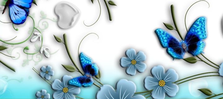 Sfondi Blue Butterflies 720x320