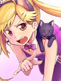 Girl And Cat wallpaper 240x320