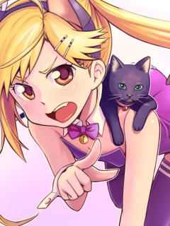 Das Girl And Cat Wallpaper 240x320