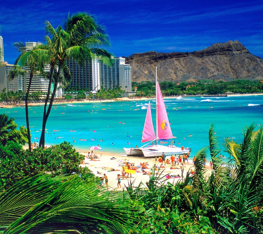 Fondo de pantalla Waikiki Oahu Hawaii 1080x960
