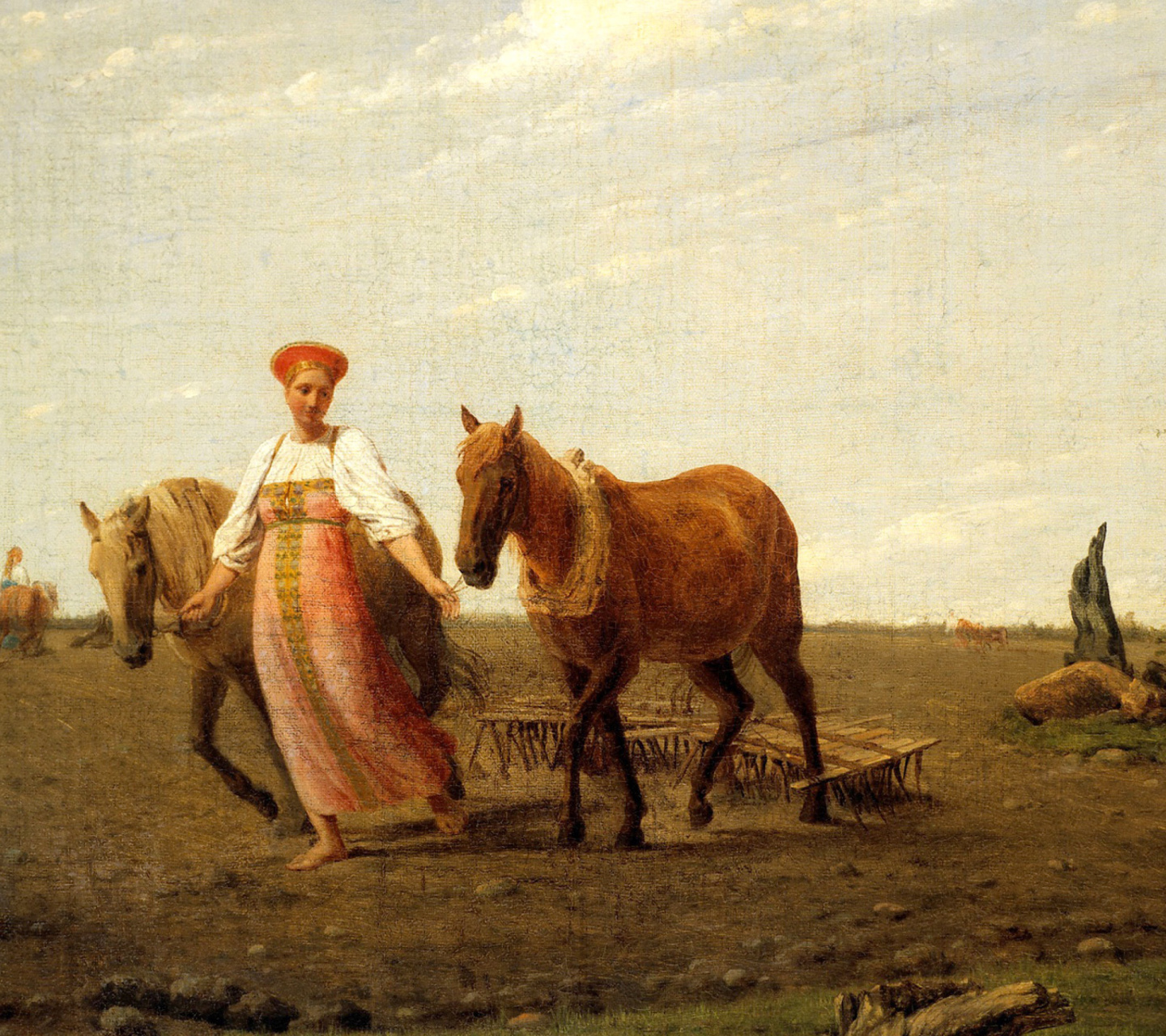 Das Aleksey Venetsianov, Ploughed Fields Wallpaper 1440x1280