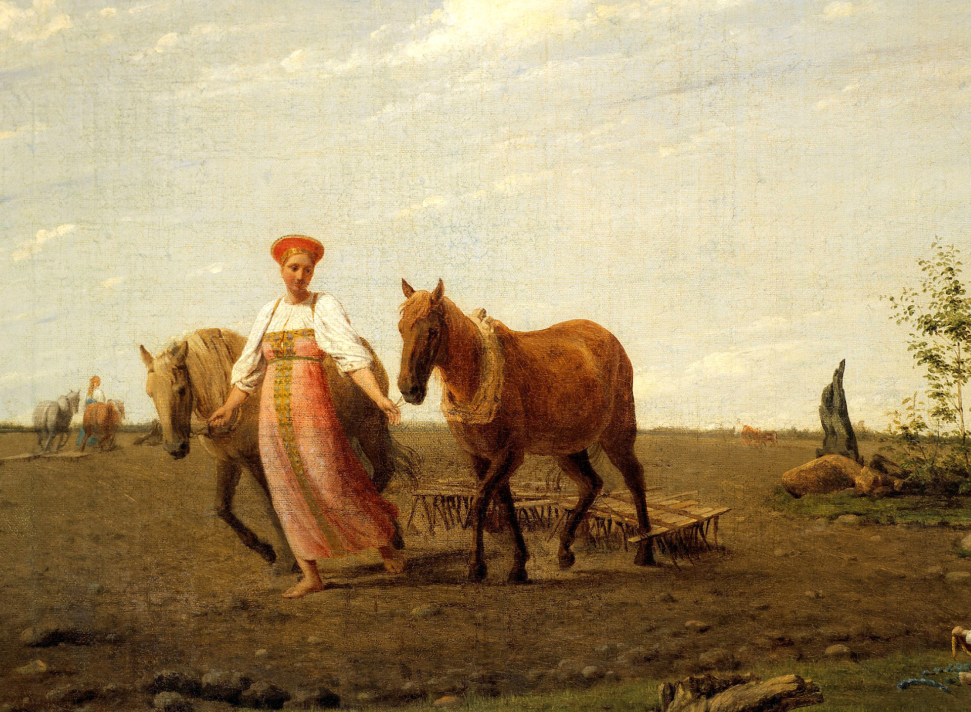 Das Aleksey Venetsianov, Ploughed Fields Wallpaper 1920x1408