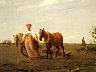 Das Aleksey Venetsianov, Ploughed Fields Wallpaper 320x240