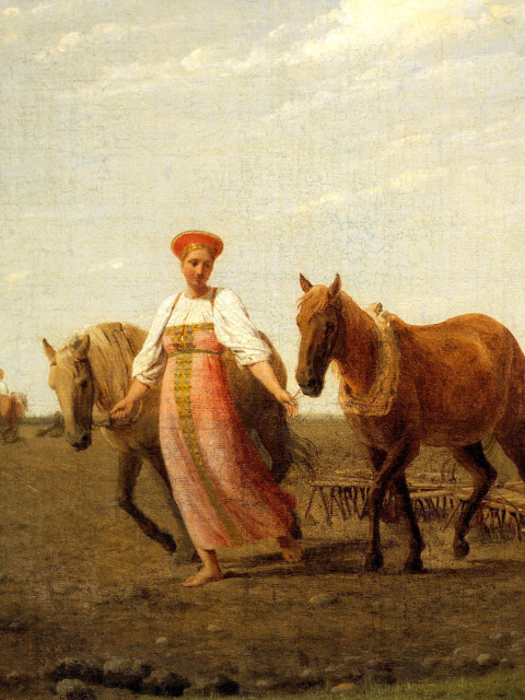 Aleksey Venetsianov, Ploughed Fields wallpaper 480x640