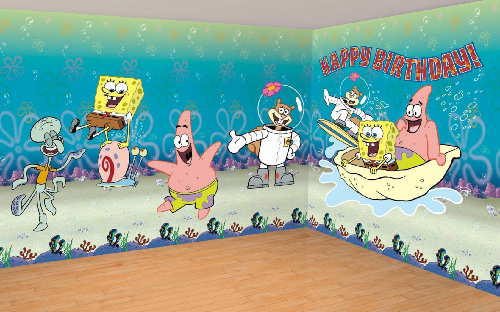 Das Spongebob Happy Birthday Wallpaper 1680x1050