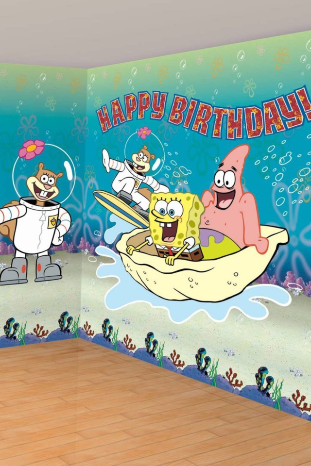 Das Spongebob Happy Birthday Wallpaper 640x960