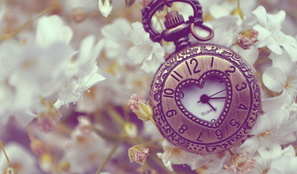 Обои Pocket Watch In Form Of Heart 1024x600