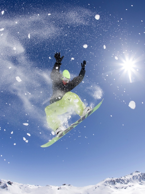 Fondo de pantalla Snowboarding 480x640
