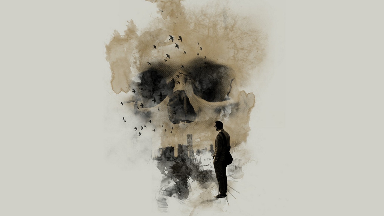 Man Looking At Skull City wallpaper 1280x720