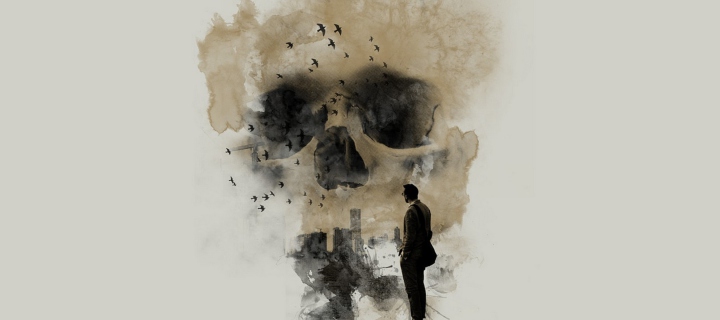Man Looking At Skull City wallpaper 720x320