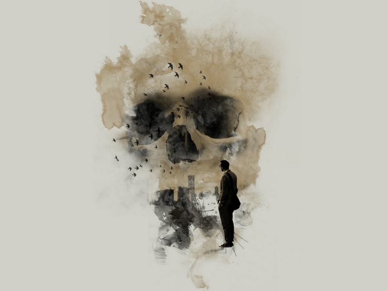 Man Looking At Skull City wallpaper 800x600