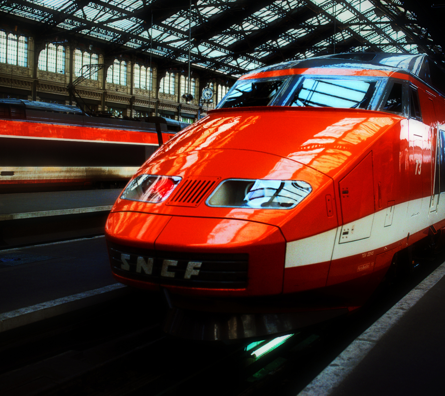 Orange High Speed Train wallpaper 1440x1280