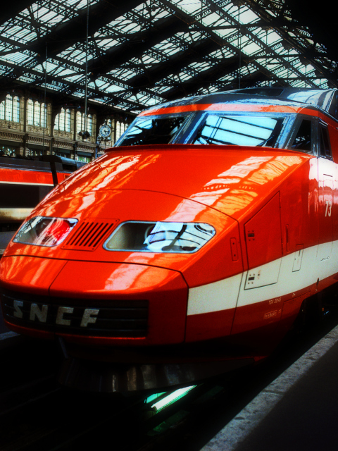 Sfondi Orange High Speed Train 480x640