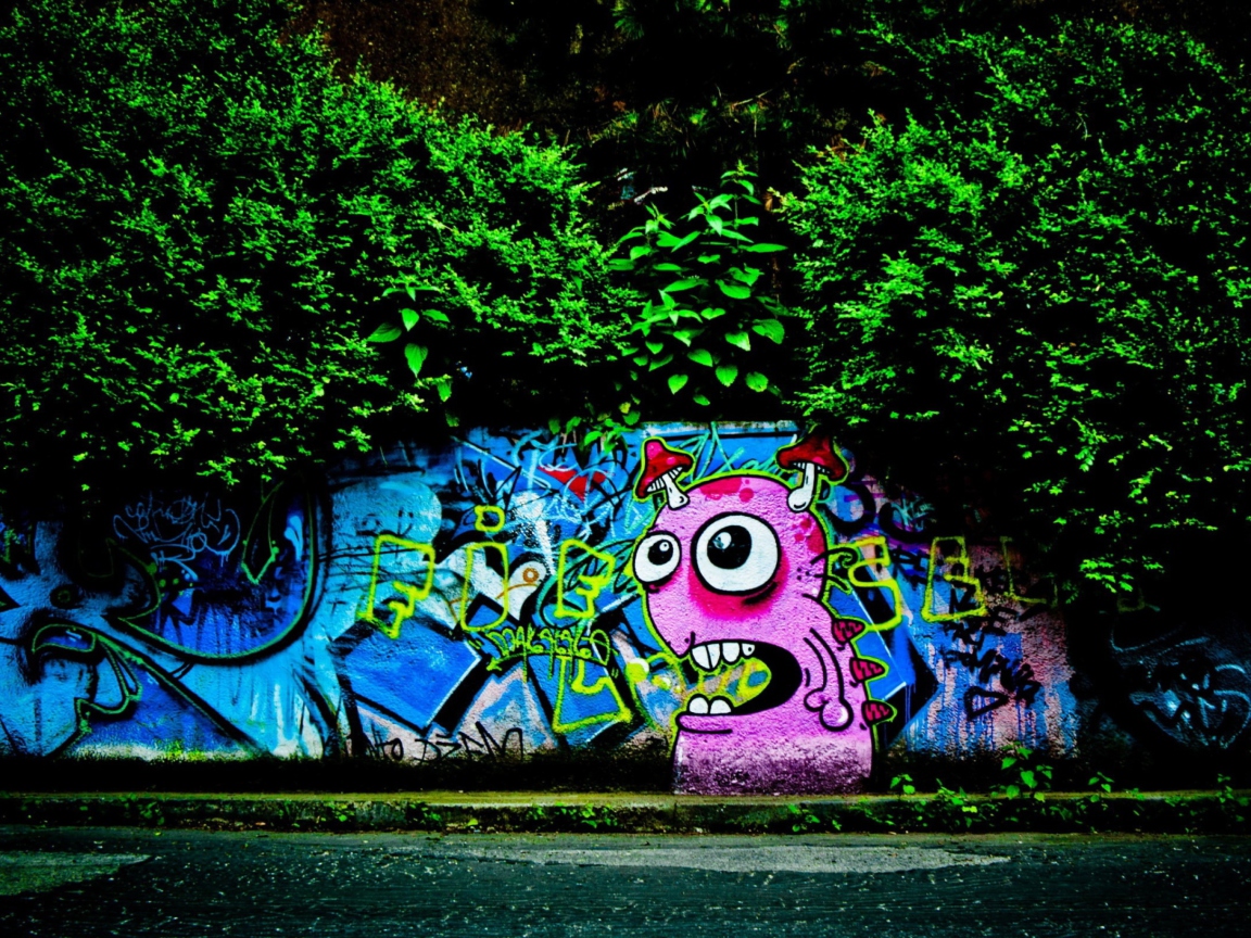 Das Graffiti And Trees Wallpaper 1152x864