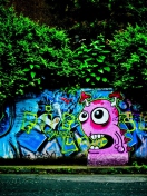 Das Graffiti And Trees Wallpaper 132x176