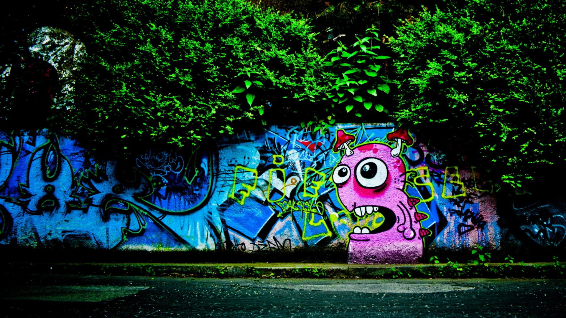 Graffiti And Trees wallpaper 1920x1080