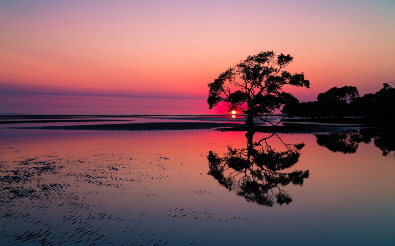 Sfondi Beautiful Sunset Lake Landscape 1280x800
