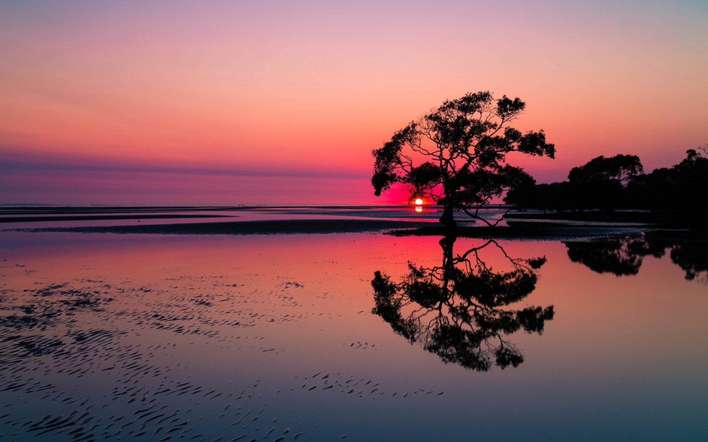 Fondo de pantalla Beautiful Sunset Lake Landscape 1440x900