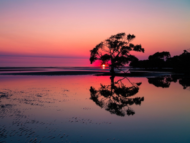 Das Beautiful Sunset Lake Landscape Wallpaper 640x480