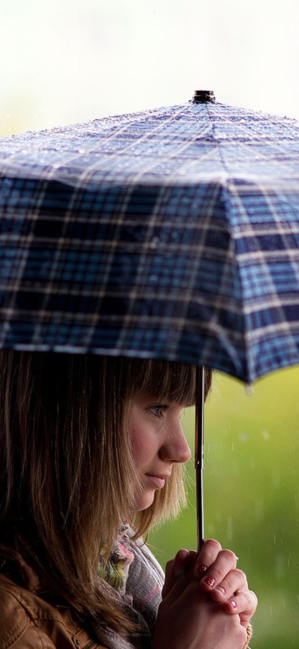 Das Girl With Umbrella Under The Rain Wallpaper 1170x2532
