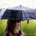 Sfondi Girl With Umbrella Under The Rain 128x128
