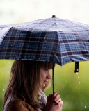 Обои Girl With Umbrella Under The Rain 128x160