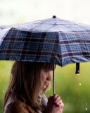 Girl With Umbrella Under The Rain wallpaper 128x160