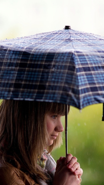 Girl With Umbrella Under The Rain wallpaper 360x640