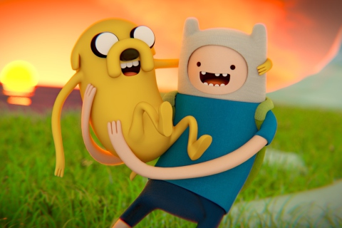 Обои Adventure Time - Finn And Jake 480x320
