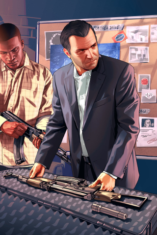 Das Grand Theft Auto V, Mike Franklin Wallpaper 320x480